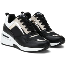 Women's 8026 Fashion Arch Support Wedge Sneakers: Comfortable Walking Shoes. - 黑色 - 查看 1