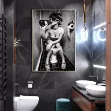 2pcs Sexy Woman Modern Toilet Wall Art Canvas Painting For Home Decor Wall Printing Painting No Frame,Poster Gifts Birthday Graduation