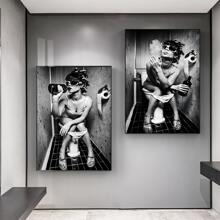 2pcs Sexy Woman Modern Toilet Wall Art Canvas Painting For Home Decor Wall Printing Painting No Frame,Poster Gifts Birthday Graduation