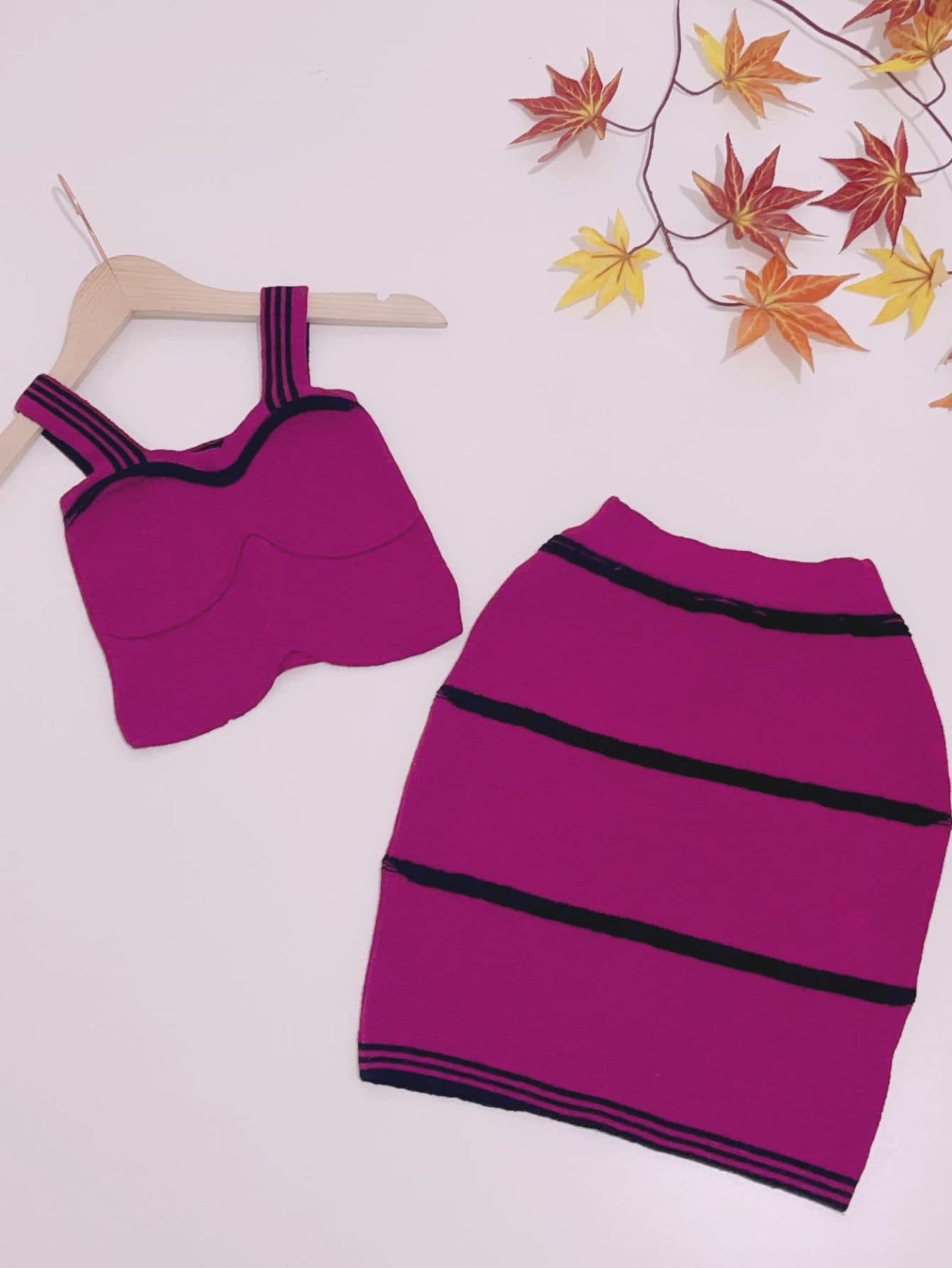 Women Sweater Co-ords - 中紫紅色 - 查看 1