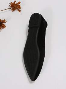 Women Plus Size 35-45 Pointed Toe Flat Shoes, Comfortable And Versatile, Fashionable Soft Sole Loafers - màu đen - Xem 7