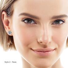 1Pair Classic Round Cut Moissanite Stud Earrings For Women 100% Sterling Silver Round D Color Moissanite Earrings For Women Girls Birthday Jewelry Gifts For Her With GRA Certificate Rhinestone Wedding Bridal Jewelry Rhinestone Earrings - Silver - View 3