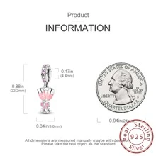 925純銀鏗鏘杯玻璃吊墜,適用於慶祝酒會主題,可放置於原版手鍊和項鍊上,用於珠寶製作diy禮物 - 銀色 - 查看 2