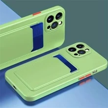 1入組純色TPU手機殼，帶卡片插槽，防震，適用於三星、小米手機 - 綠色 - 查看 3