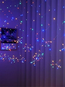 1pc 200LED 2m*1m Small Flower Curtain String Lights, Suitable For Indoor Decoration, Room, Bedroom, All Season Fairy Lights, Holiday Gift Lights - Multicolor - View 7