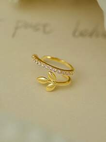 1pc Luxurious & Mori Style Double Layer Wheat Ear Clip With Small Rhinestone Decoration - Yellow Gold - View 2