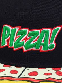 1 pieza Gorra de béisbol de moda hip-hop ajustable para hombre con diseño de pizza para deportes al aire libre, protección solar, viajes, fiestas en la playa, en la calle en primavera y otoño - Negro - Ver 5