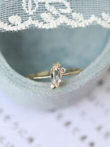 1入組閃光橢圓形圓環女士們首飾類適合女士S925純銀精美圓環精細的首飾類禮品適合女孩適用於定情戒指 - 金色 - 查看 7