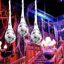 3PCS Halloween Decoration Hanging Light Up Spider Egg Sacs Outdoor Decoration Glowing Spider Web Egg Indoor Lighted Gift For Party - Yellow - View 6