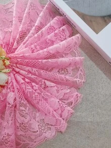 Diy服飾配件15cm寬粉色蕾絲邊,1入組2米 - 粉色 - 查看 4