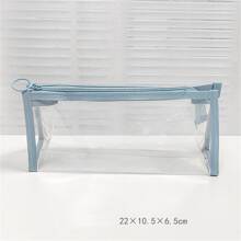 1入組透明極簡風格筆袋 - 藍色 - 查看 4