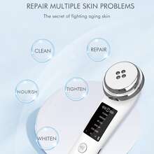 1pc USB Portable EMS Galvanic Facial Machine, 2 Light Therapy Skin Care 5 Modes Skincare 3 Intensity Gears Frequency Face Massager, Microcurrent Skin Firming Machine Skin Improve Roller Tools - White - View 4