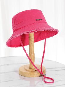 Chapeau seau en métal effiloché de style coréen, couleur rose vintage, casquette de protection solaire pour femmes pour l'extérieur