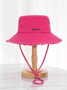 Chapeau seau en métal effiloché de style coréen, couleur rose vintage, casquette de protection solaire pour femmes pour l'extérieur
