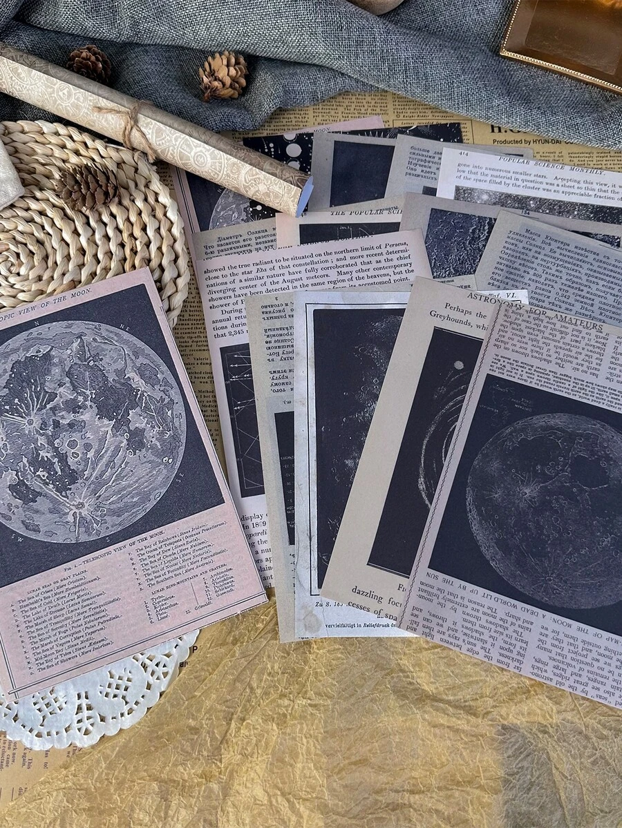 Kit De 30 Piezas De Suministros De Scrapbooking Aesthetic, Papel De Decoración Artesanal Y Estética De 15 Diseños, 2 De Cada Diseño, Para Un Total De 30 Piezas, Para Planificadores, Bullet Journaling, Junk Journal, Manualidades Retro - Multicolor - Ver 1