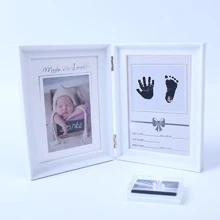 1pc Baby One-Month Commemorative Frame With Hand & Foot Prints Pattern And Random Photo Frame Design Baby Shower Family Decorations Gifts Baby Shower Easter Gifts Things For Girls/Boys - White - View 2