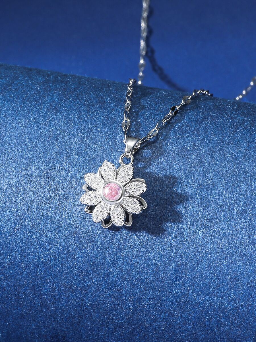 1 Miếng Đúng mốt Thiết kế Rhinestone đầy đủ Dát Có thể xoay Giống cúc Vật rủ xuống Của phụ nữ Vòng cổ xương đòn Trang trí Qủa tặng - Bạc - Xem 1