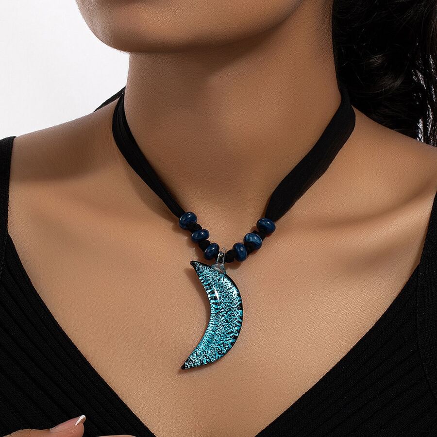 1入組鍍金月亮形狀吊墜項鍊適用於女性休閒,度假風格,禮品