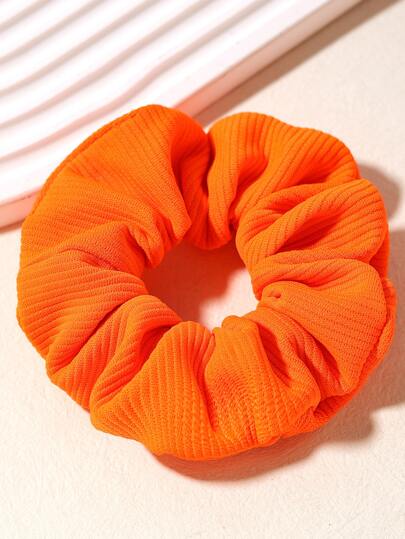 1pc Solid Color Striped Fluorescent Green Hair Scrunchies Hair Accessories Hair Ties Scrunchy Hair Ties, Casual Ponytail Head Accessories Elastic Band