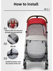 1pc Baby Stroller Foot Cover, Thick Warm Grey/Black Windproof Foot Muff, Outdoor Winter Stroller Accessories - Grey - View 8