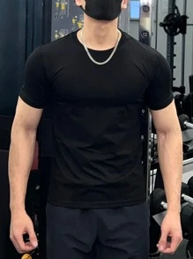 Camisa Camiseta Básica Lisa Masculina Algodão  Premium30.1 - Preto - Visão 2