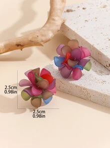 1pair Handmade Woven Fresh And Simple 3d Flower Shaped Stud Earrings Valentines,Mom,Mother,Mother's Day,Gift