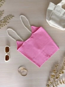 TOP CON  TIRANTE SIMULACION DE PERLAS - Rosa - Ver 1