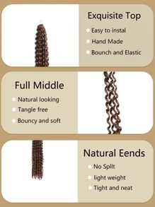 1 Bundle 30-inch Synthetic Crochet Braiding Hair, Water Wave Pattern, Bohemian Style, Great For Daily Wear - Linen Gold - View 3