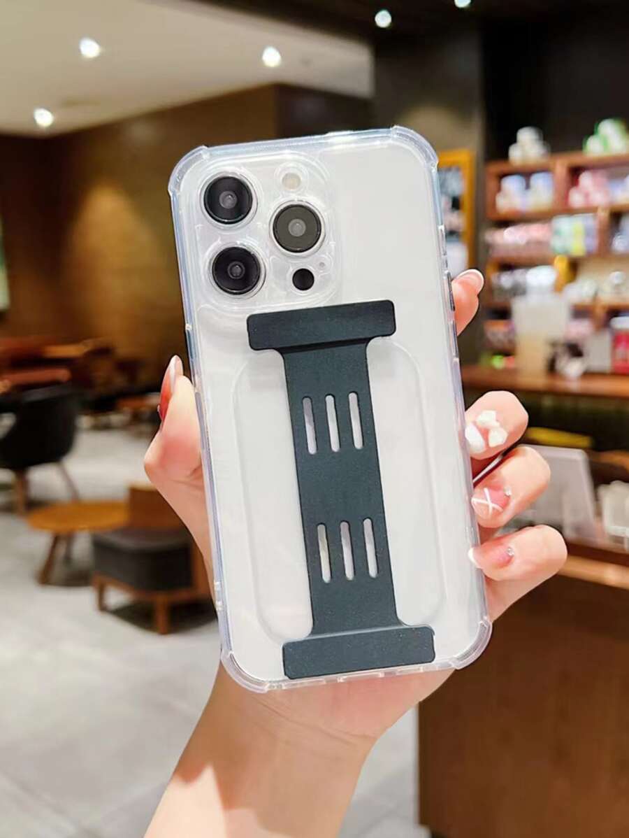 1 Pieza Brazalete Elegante Con Funda De Teléfono Transparente, Compatible Con Iphone Samsung - Negro - Ver 1