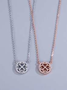 925純銀幸運草吊墜項鍊,女士鎖骨鏈輕巧奢華,情人節生日禮物送給女友