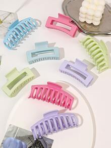 8pcs/set Matte Large Macaron Shaped Hair Claw Clips For Thick Curly Hair - Multicolor - View 2