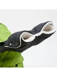 1個嬰兒推車手暖套,防風防寒,帶推車杆,適用於寒冷氣候下的冬季 - 黑色 - 查看 2