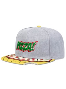 1pc Men's Pizza Design Hip Hop Baseball Cap, Outdoor Sun Protection And Casual Hat, Suitable For Spring And Autumn Outings, Travel, Beach Parties - Grey - View 1