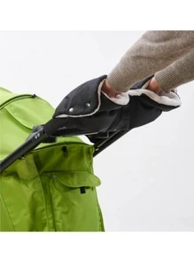 1個嬰兒推車手暖套,防風防寒,帶推車杆,適用於寒冷氣候下的冬季 - 黑色 - 查看 1