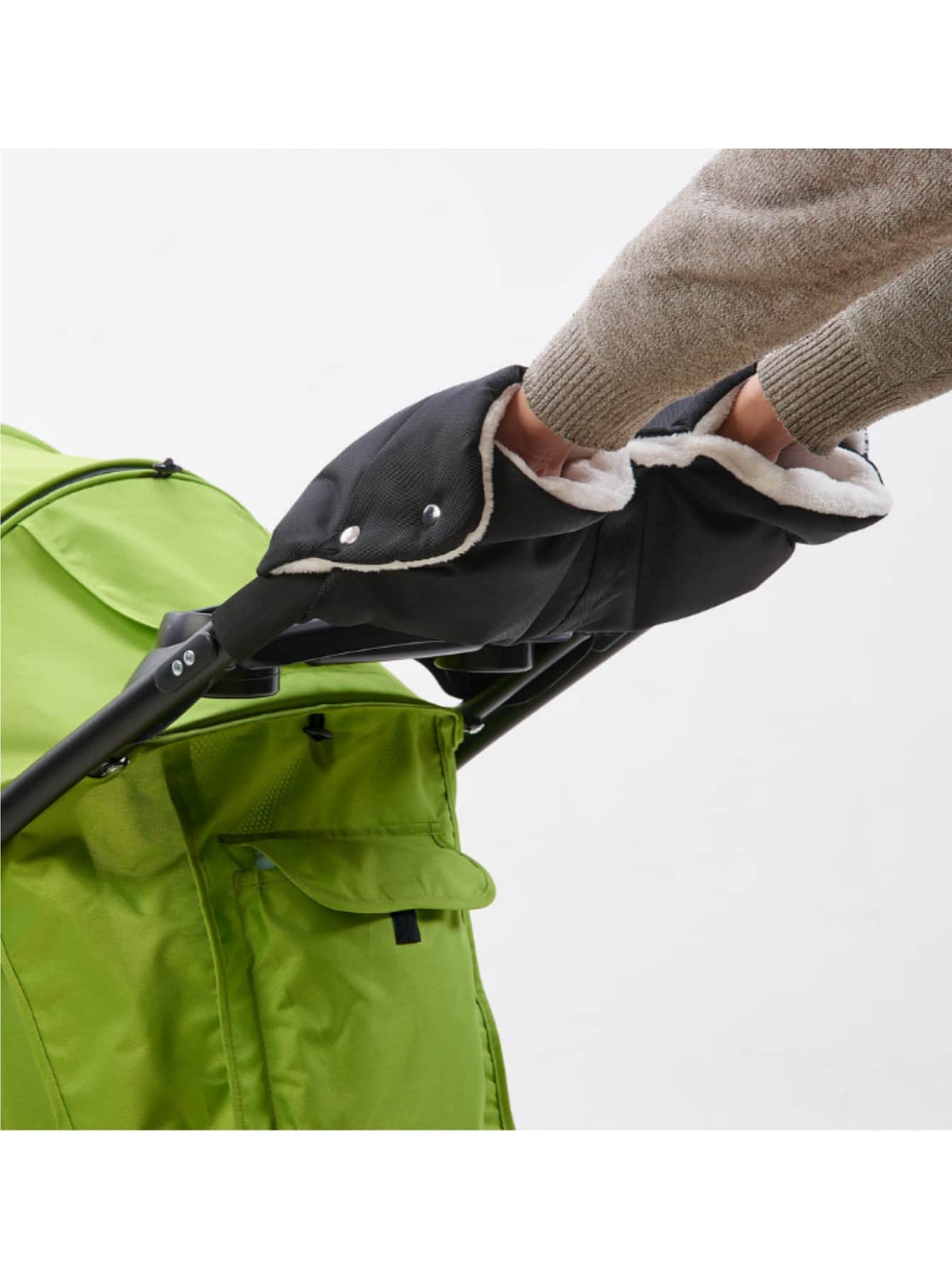 1個嬰兒推車手暖套,防風防寒,帶推車杆,適用於寒冷氣候下的冬季 - 黑色 - 查看 1