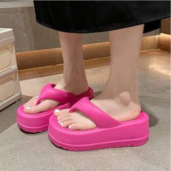 1 par de mujeres EVA Zapatillas con aumentó altura para verano , playa , Chanclas