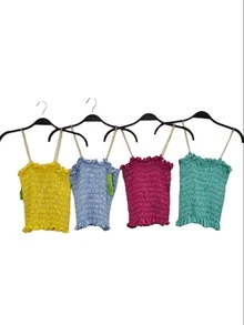 CROP TOP AZUL CELESTE ELASTCO Y TIRANTE DE CADENA - Celeste - Ver 4