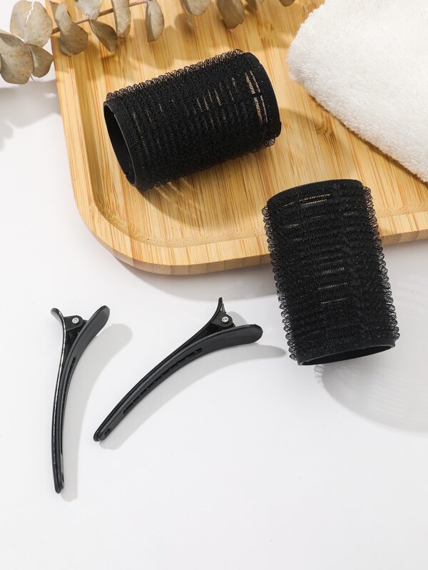 Rolos para Cabelo, 2 Peças Rolos de Cabelo com Autoadesão com 2 Presilhas de Jacaré para Cabelos Longos, Médios, Curtos, Grossos, Finos e Franjas, Volume, Salão de Cabeleireiro, Rolos (Preto), Rolos de Cabelo, Cachos Sem Calor, Enrolador de Cabelo, Produtos e Acessórios de Cabelo para Barbearia, Salão de Beleza, Viagem