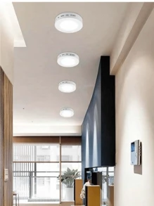 Lampara Led De 18w Para Plafon Luz Blanca Redonda 22cm Metalico - Blanco y Negro - Ver 3