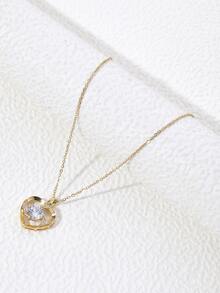 1入時尚鋯石心形吊墜項鍊-完美的節日禮物