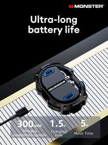 Monster Xkt10pro Enc降噪入耳式耳機,5.3通話、麥克風、呼吸燈、遊戲模式、低延遲、高保真音質、音樂、運動、無線 - 黑色 - 查看 5