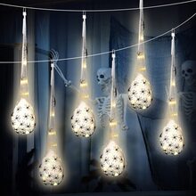 3PCS Halloween Decoration Hanging Light Up Spider Egg Sacs Outdoor Decoration Glowing Spider Web Egg Indoor Lighted Gift For Party - Yellow - View 2