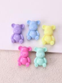 5pcs Mixed Solid Color Smooth Surface Bear Shaped Beads With Straight Hole For Diy Jewelry Making - Multicolor - View 3