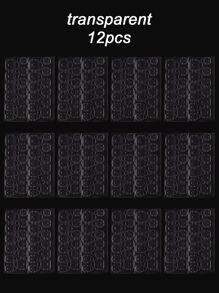 12入組防水透明果凍貼紙適用於美甲,雙面高粘度膠黏劑貼紙適用於使用帶假指甲或者自然指甲片 - 無色 - 查看 2
