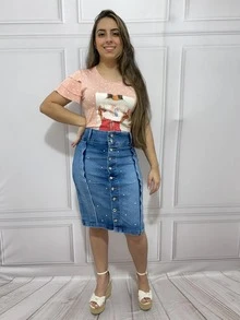Women Denim Skirts - Lavado ligero - Ver 2