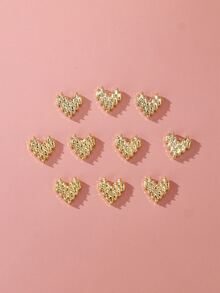 10 piezas Decoración de arte de uñas 3D con diseño en forma de corazón - Dorado - Ver 4