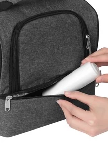 1 Miếng Hai lớp Túi ăn trưa Cách nhiệt Dã ngoại Cái túi , Bộ ngực Sữa Sự bảo tồn , Cây nước đá , Hộp đựng thức ăn , Dày lên Chai Ấm áp hơn , Cắm Trại Ngoài Trời - màu đen - Xem 5