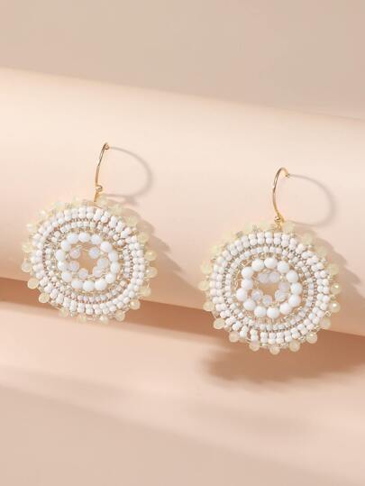 1雙波西m亞手工製作七彩水晶&串珠懸垂耳環首飾類適用於女性日常穿著