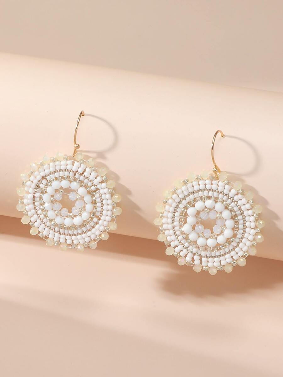 1雙波西m亞手工製作七彩水晶&串珠懸垂耳環首飾類適用於女性日常穿著 - 白色 - 查看 1