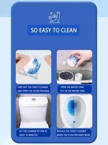 FoBianJie 1入組40g自動馬桶清潔系統,包括馬桶清潔劑、除臭劑、尿漬去除片、水槽污垢去除劑和一般清潔用品
